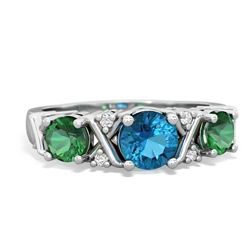 London Topaz Hugs And Kisses 14K White Gold ring R5016