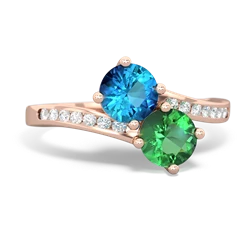 London Topaz Channel Set Two Stone 14K Rose Gold ring R5303