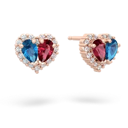 London Topaz Halo 14K Rose Gold earrings E7008