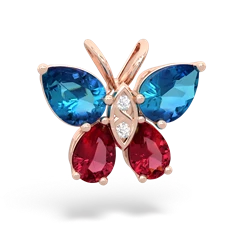 London Topaz Butterfly 14K Rose Gold pendant P2215