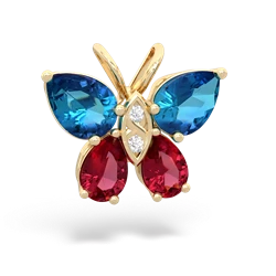 London Topaz Butterfly 14K Yellow Gold pendant P2215