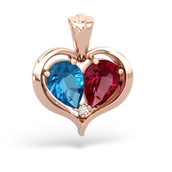 London Topaz Two Become One 14K Rose Gold pendant P5330