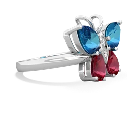 London Topaz Butterfly 14K White Gold ring R2215