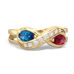 London Topaz Diamond Infinity 14K Yellow Gold ring R5390