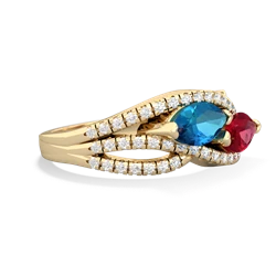 London Topaz Diamond Rivers 14K Yellow Gold ring R3070