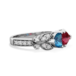 London Topaz Diamond Butterflies 14K White Gold ring R5601