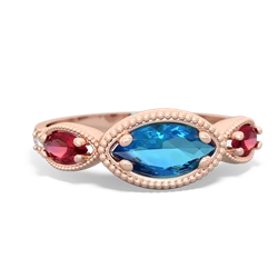 London Topaz Milgrain Marquise 14K Rose Gold ring R5700