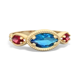 London Topaz Milgrain Marquise 14K Yellow Gold ring R5700