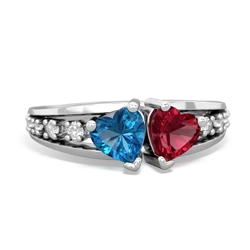 London Topaz Heart To Heart 14K White Gold ring R3342