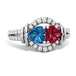 London Topaz Art-Deco Keepsake 14K White Gold ring R5630
