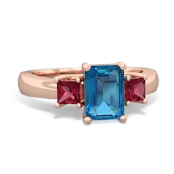 London Topaz Three Stone Emerald-Cut Trellis 14K Rose Gold ring R4021