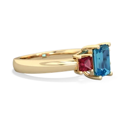 London Topaz Three Stone Emerald-Cut Trellis 14K Yellow Gold ring R4021