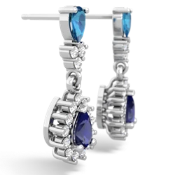 London Topaz Halo Pear Dangle 14K White Gold earrings E1882