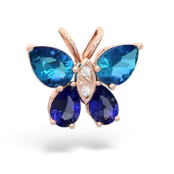 London Topaz Butterfly 14K Rose Gold pendant P2215