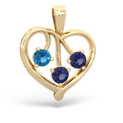 London Topaz Glowing Heart 14K Yellow Gold pendant P2233