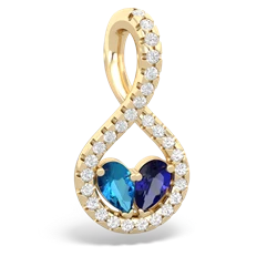 London Topaz Pave Twist 'One Heart' 14K Yellow Gold pendant P5360