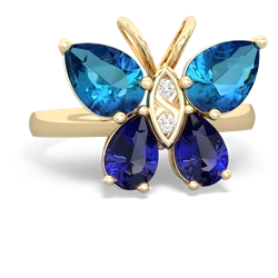 London Topaz Butterfly 14K Yellow Gold ring R2215