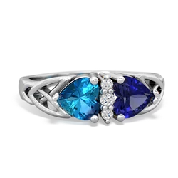 London Topaz Celtic Knot Double Heart 14K White Gold ring R5040