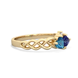 London Topaz Heart To Heart Braid 14K Yellow Gold ring R5870