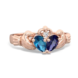 London Topaz 'Our Heart' Claddagh 14K Rose Gold ring R2388