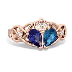 London Topaz 'One Heart' Celtic Knot Claddagh 14K Rose Gold ring R5322