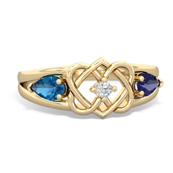 London Topaz Hearts Intertwined 14K Yellow Gold ring R5880