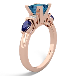 London Topaz 6Mm Princess Eternal Embrace Engagement 14K Rose Gold ring C2002