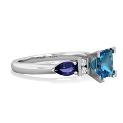 London Topaz 6Mm Princess Eternal Embrace Engagement 14K White Gold ring C2002