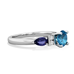 London Topaz 6Mm Round Eternal Embrace Engagement 14K White Gold ring R2005