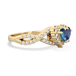 London Topaz Diamond Twist 'One Heart' 14K Yellow Gold ring R2640HRT