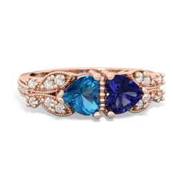 London Topaz Diamond Butterflies 14K Rose Gold ring R5601