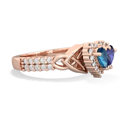 London Topaz Celtic Knot Two Hearts As One 14K Rose Gold ring R2644HRT