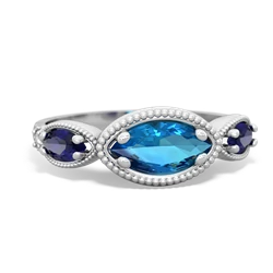 London Topaz Milgrain Marquise 14K White Gold ring R5700