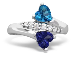 London Topaz Heart To Heart 14K White Gold ring R2064