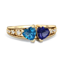 London Topaz Heart To Heart 14K Yellow Gold ring R3342