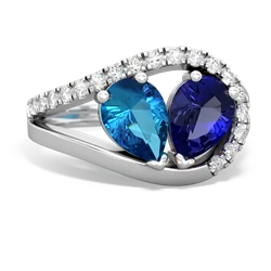 London Topaz Nestled Heart Keepsake 14K White Gold ring R5650