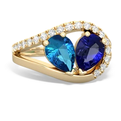 London Topaz Nestled Heart Keepsake 14K Yellow Gold ring R5650