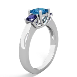 London Topaz Three Stone Trellis 14K White Gold ring R4015