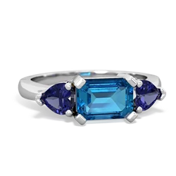 London Topaz Three Stone 14K White Gold ring R5235