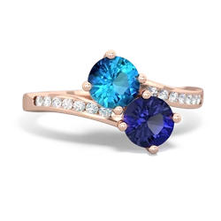 London Topaz Channel Set Two Stone 14K Rose Gold ring R5303