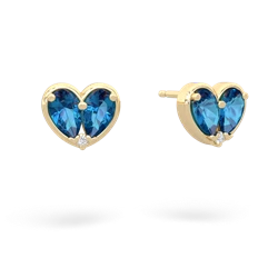 London Topaz 'Our Heart' 14K Yellow Gold earrings E5072