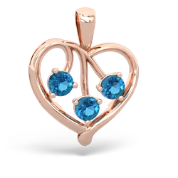 Aquamarine Glowing Heart 14K Rose Gold pendant P2233