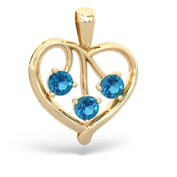 Aquamarine Glowing Heart 14K Yellow Gold pendant P2233