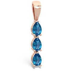 Lab Sapphire Dew Drops 14K Rose Gold pendant P2251