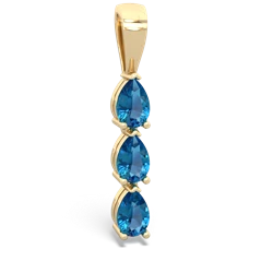 London Topaz Dew Drops 14K Yellow Gold pendant P2251