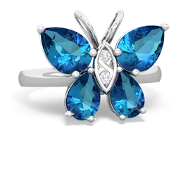 London Topaz Butterfly 14K White Gold ring R2215