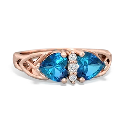 London Topaz Celtic Knot Double Heart 14K Rose Gold ring R5040