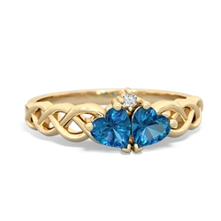 London Topaz Heart To Heart Braid 14K Yellow Gold ring R5870