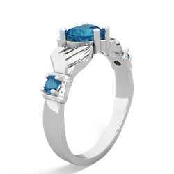 Lab Sapphire Claddagh Keepsake 14K White Gold ring R5245