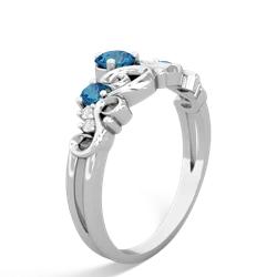 Lab Sapphire Crown Keepsake 14K White Gold ring R5740